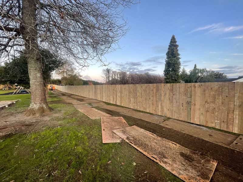 Horizontal slat privacy fence installed by Hamilton fence builders